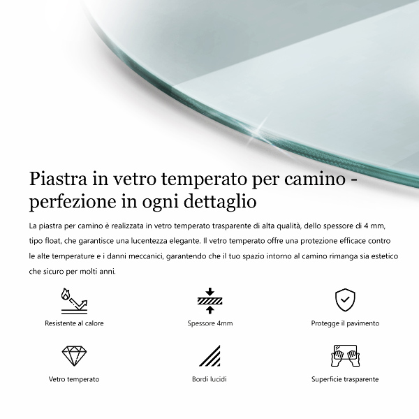 Corner glass hearth fi28 in (fi70 cm)