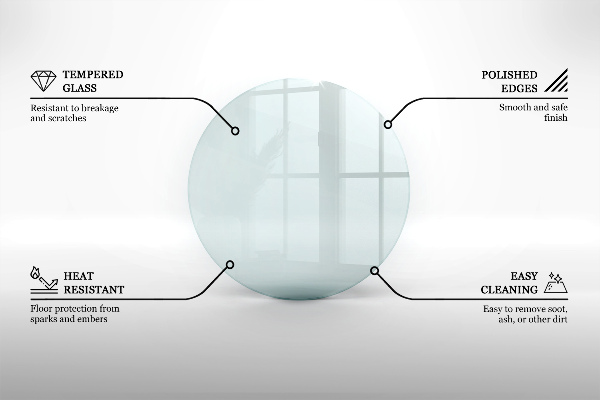 Corner glass hearth fi28 in (fi70 cm)