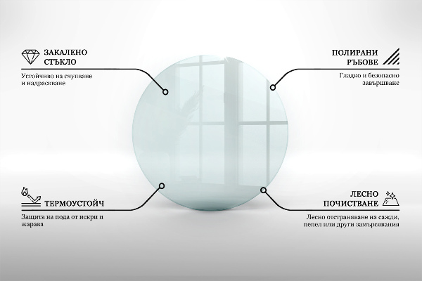 Corner glass hearth fi35 in (90 cm)