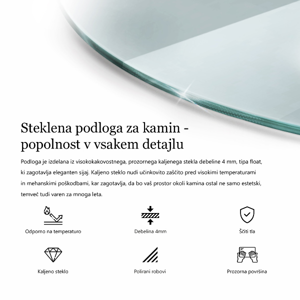 Corner glass hearth fi35 in (90 cm)