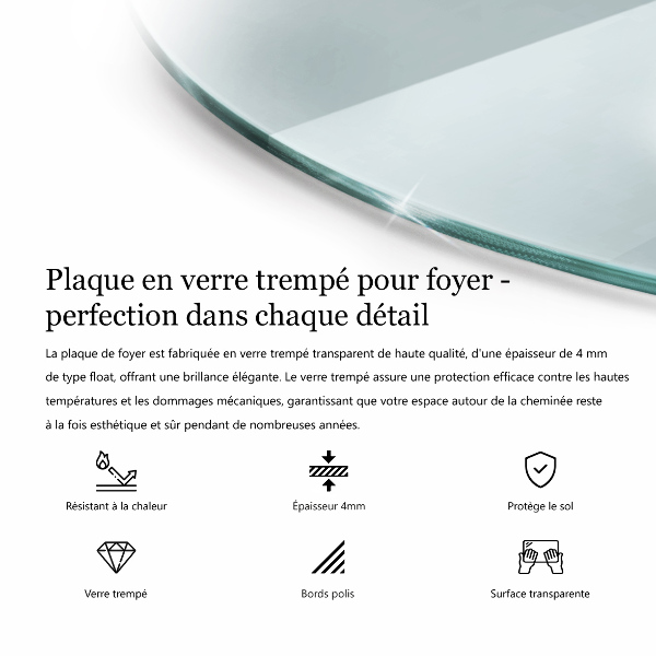 Corner glass hearth fi35 in (90 cm)