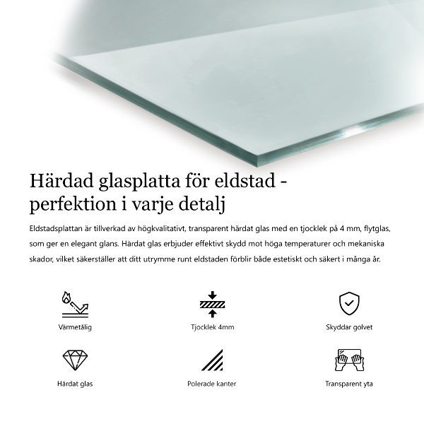 Glass hearth 39x20 in (100x50 cm)