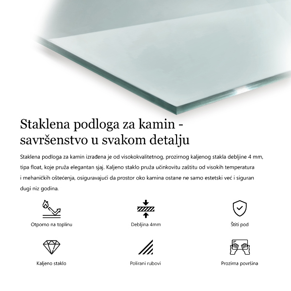 Glass hearth 47x24 in (120x60 cm)