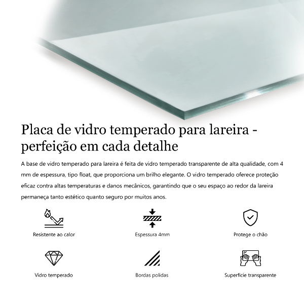 Glass wood burner hearth 47x31 in (120x80 cm)