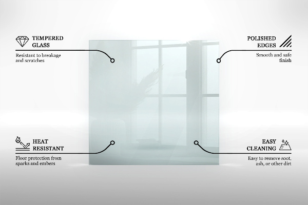 Glass hearth 49x20 in (125x50 cm)
