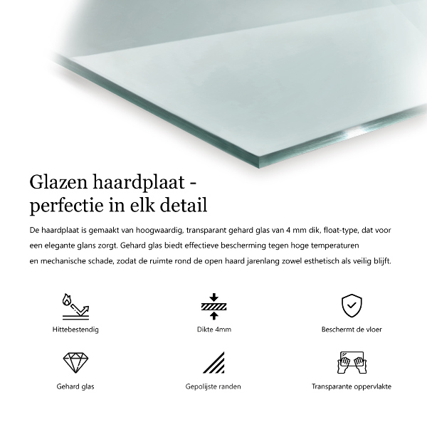 Glass wood burner hearth 55x28 in (140x70 cm)