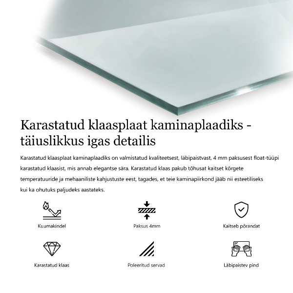 Glass wood burner hearth 55x28 in (140x70 cm)