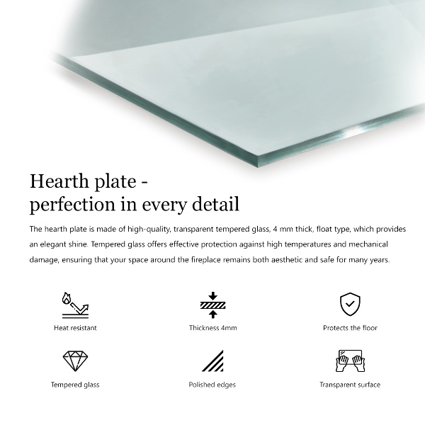 Glass wood burner hearth 31x24 in (80x60 cm)