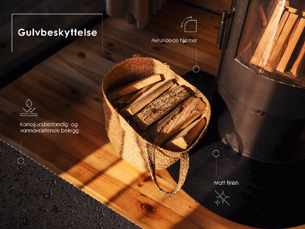 Rectangular black steel fireplace hearth pad 39x27 in (100x70 cm)