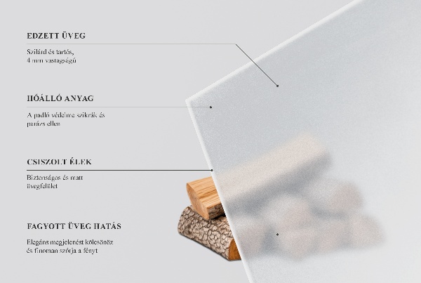 Rectangular translucent glass hearth 39x27 in (100x70 cm)