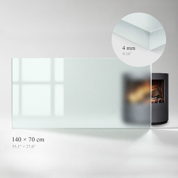 Rectangular translucent glass hearth 55x27 in (140x70 cm)