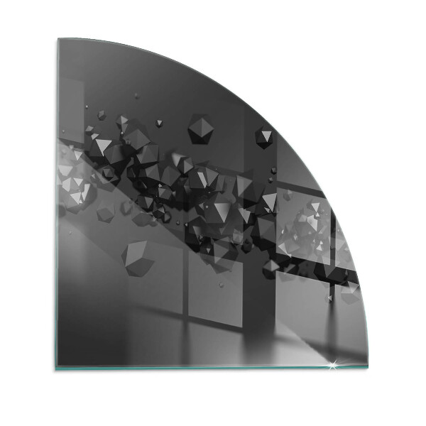 Quarter-circle toughened glass hearths Abstract cloud of solids