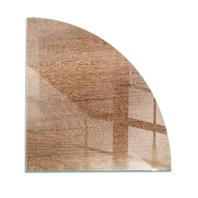 Quarter-circle glass hearth plate Natural wood pattern