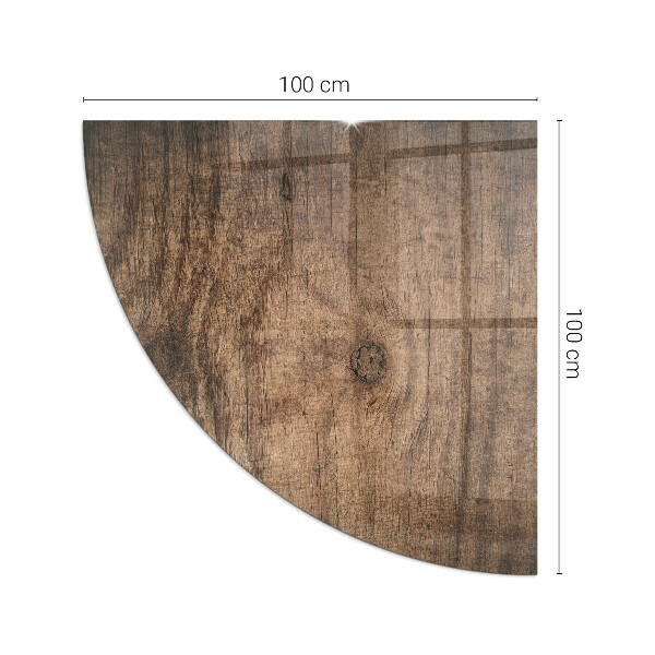 Quarter-circle tempered glass hearth Natural wood pattern