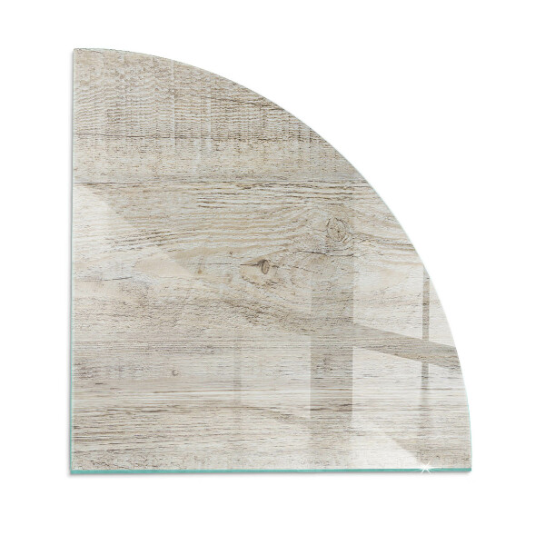 Quarter-circle tempered glass hearth Light wood texture