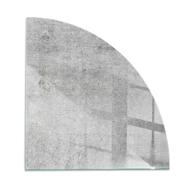 Quarter-circle glass hearth plate Raw concrete texture