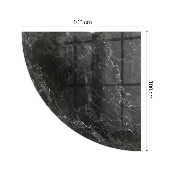 Quarter-circle tempered glass hearth Elegant marble pattern