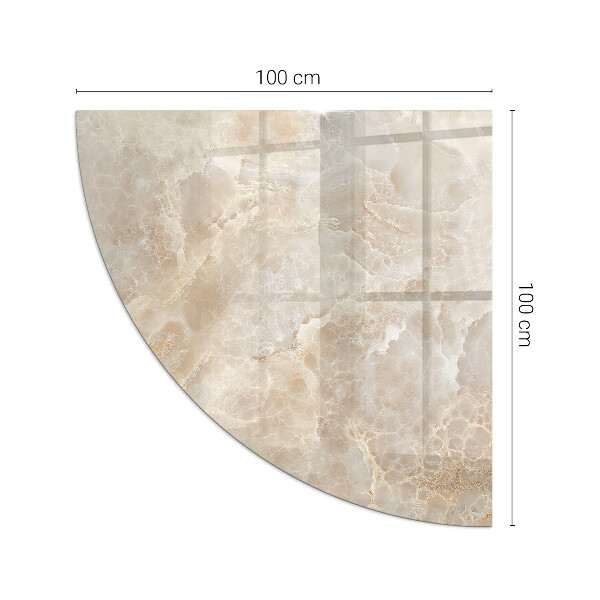 Quarter-circle glass hearth plate Natural stone pattern