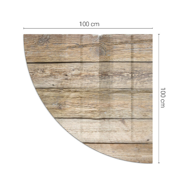 Quarter-circle tempered glass hearth Texture of wooden boards