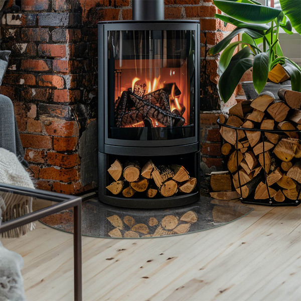 Quarter-circle toughened glass hearths Raw surface texture