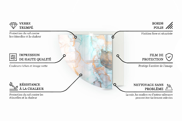 Quarter-circle toughened glass hearths Polygonal patterns in a grid
