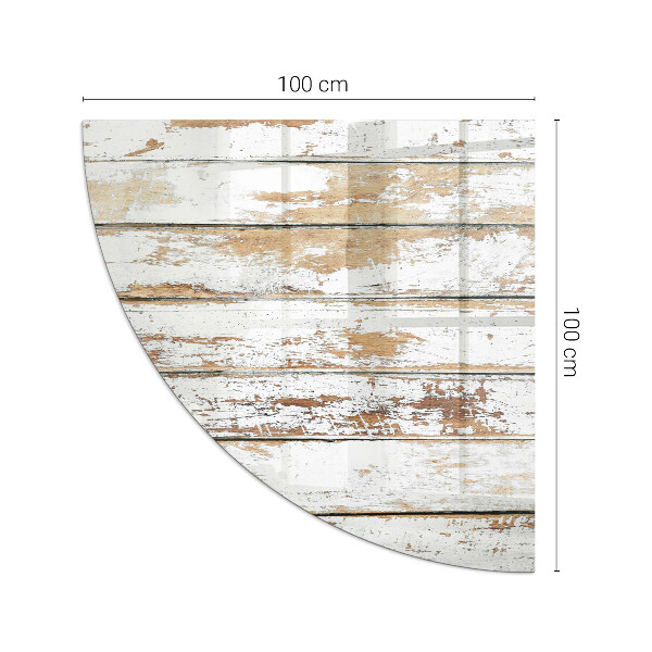 Quarter-circle tempered glass hearth Damaged wooden board