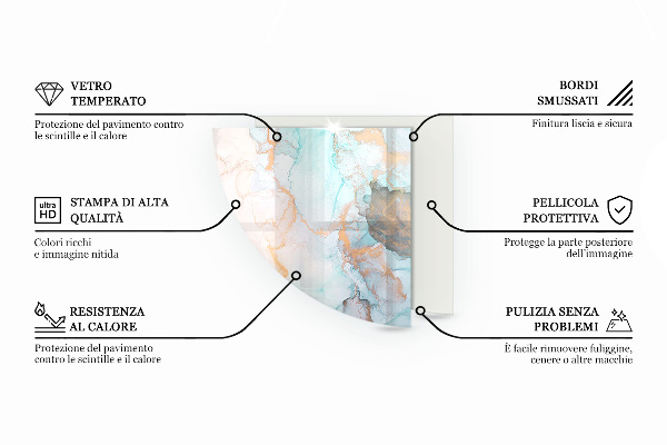 Quarter-circle glass hearth plate Natural wood boards