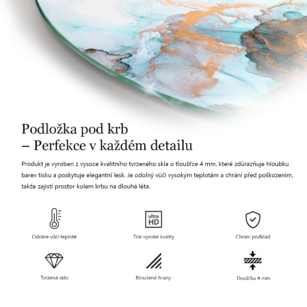 Quarter-circle tempered glass hearth Abstract waves and lines