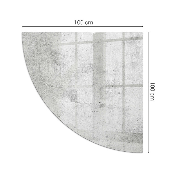 Quarter-circle glass hearth plate Raw concrete texture