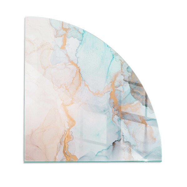 Quarter-circle tempered glass hearth Abstract fluid pattern