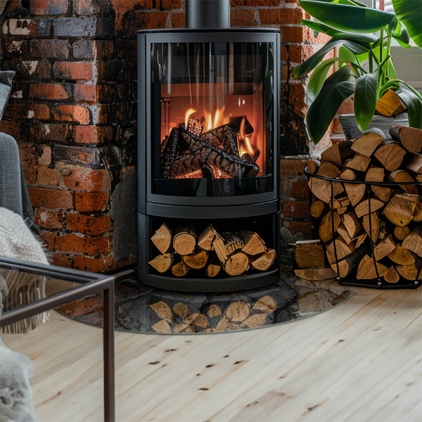 Quarter-circle toughened glass hearths Natural stone pattern