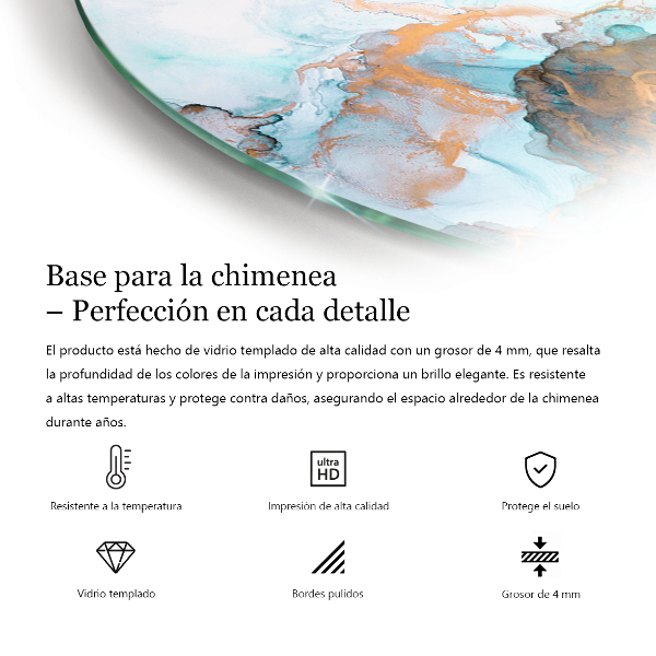 Quarter-circle toughened glass hearths Abstract marble pattern