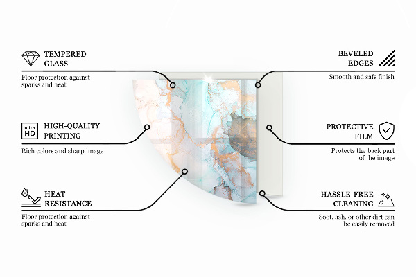 Quarter-circle tempered glass hearth Color Black