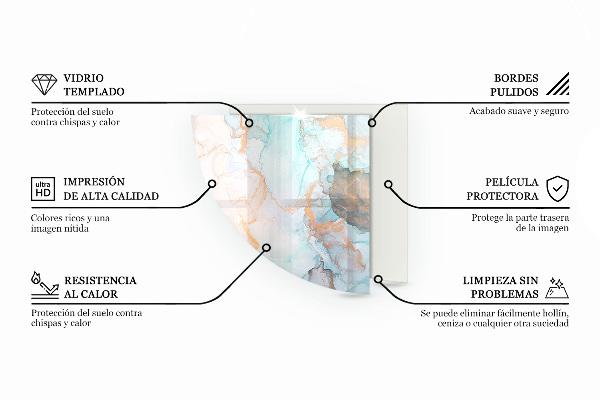 Quarter-circle tempered glass hearth Color Brown