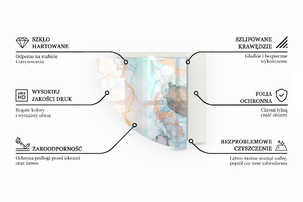 Quarter-circle tempered glass hearth Color Brown