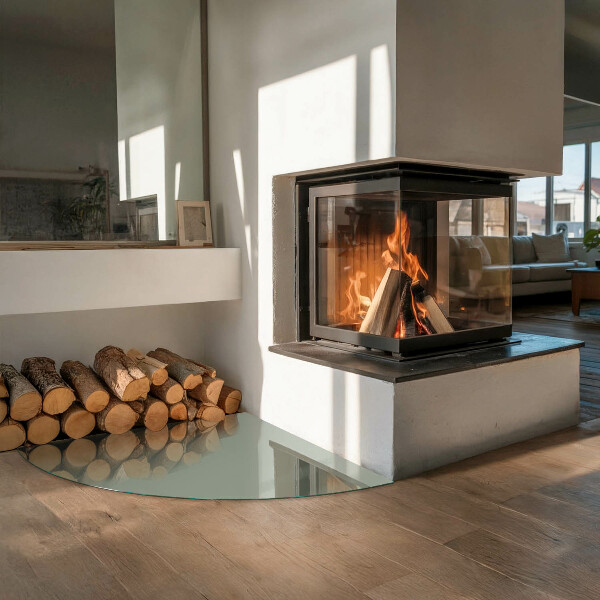 Quarter-circle toughened glass hearths Gray-green color