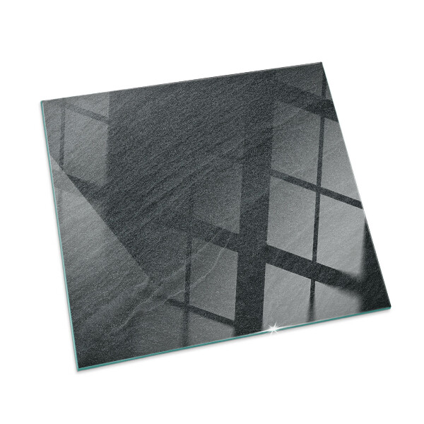 Square glass hearth for wood stove Natural stone texture