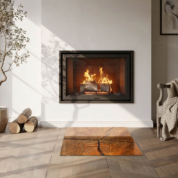Square glass hearth Wood grain in cross-section