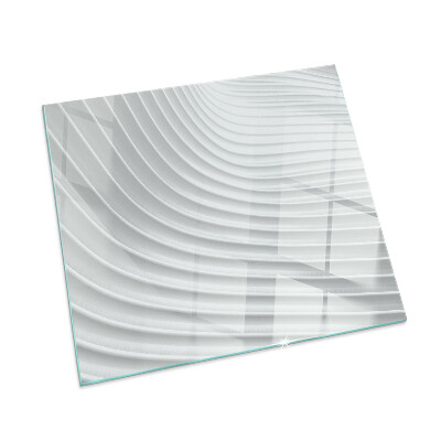 Square glass hearth for wood stove Waves of delicate lines
