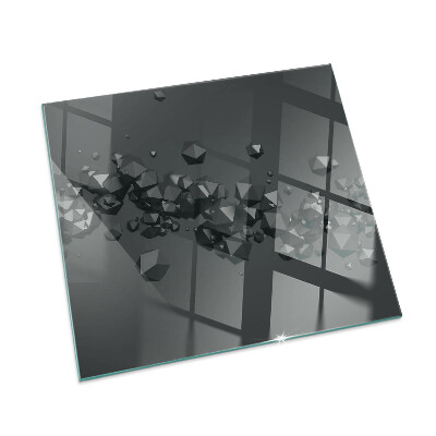 Square glass hearth Abstract cloud of solids
