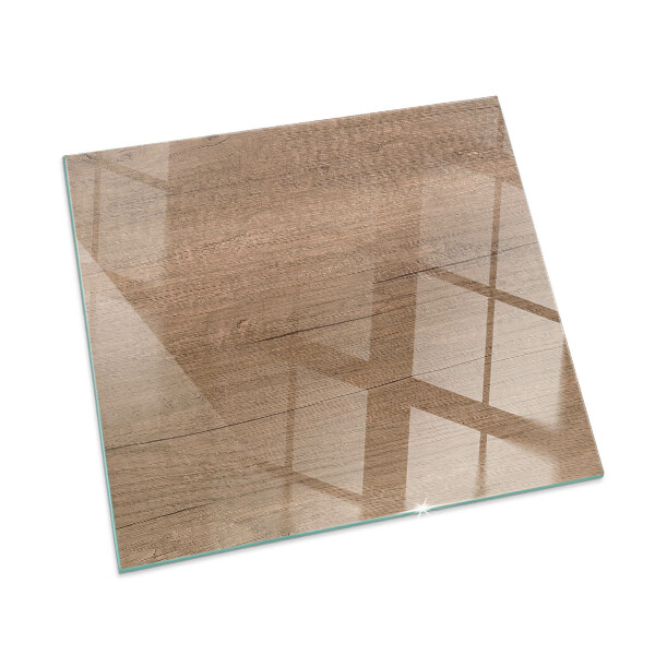 Square glass hearth for wood stove Natural wood pattern