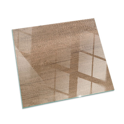 Square glass hearth for wood stove Natural wood pattern