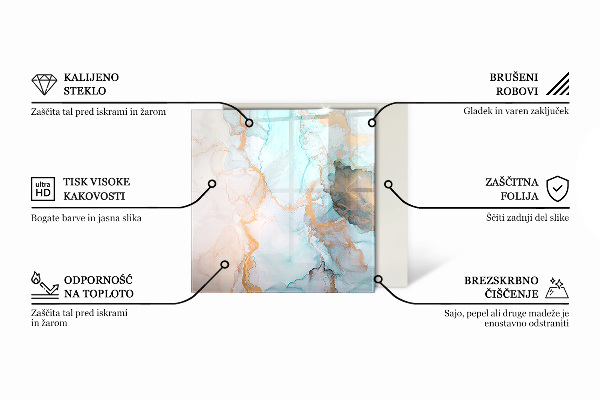 Square glass hearth for log burner Abstract organic pattern