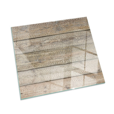 Square glass hearth Wooden board in the layout