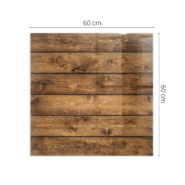 Square glass hearth for log burner Wooden board with grain
