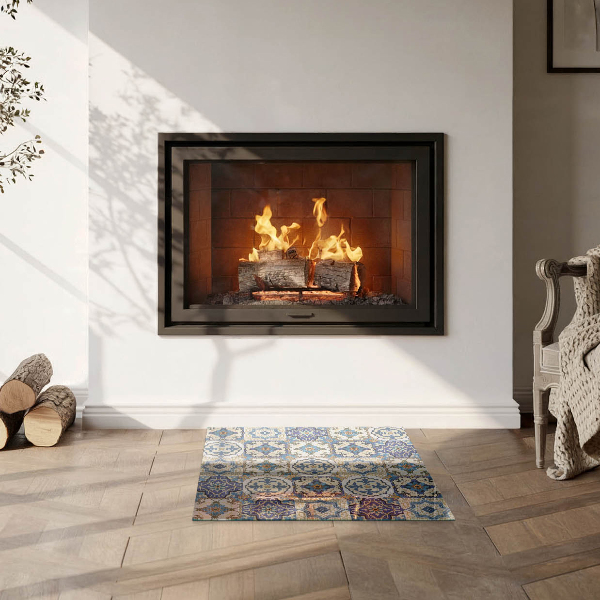 Square glass hearth Mosaic pattern with flowers