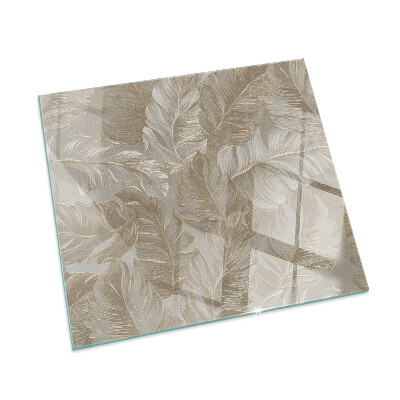 Square glass hearth Leaves in subtle patterns