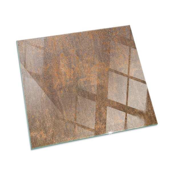 Square glass hearth for log burner Rust texture on the background
