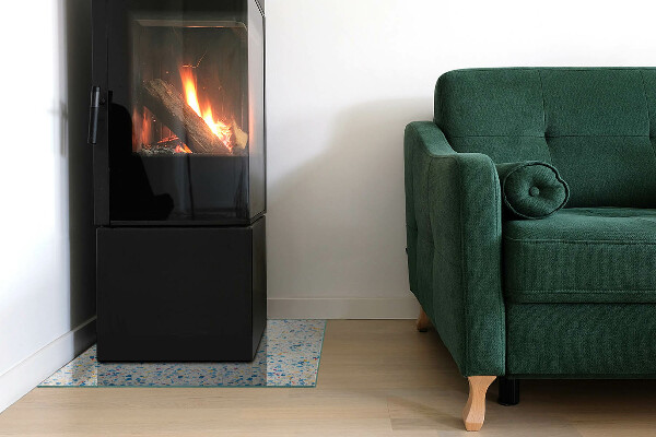 Square glass hearth for wood stove Abstract texture pattern