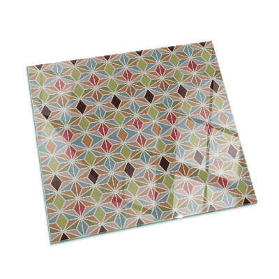 Square glass hearth Polygonal patterns in a grid